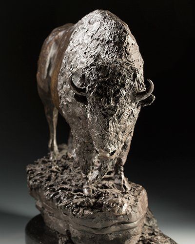veteran bull bison sculpture