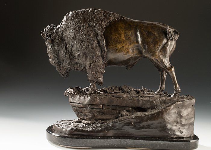 veteran bull bison bronze