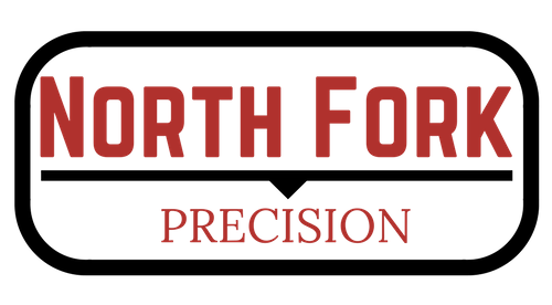 A logo for north fork precision is shown on a white background.