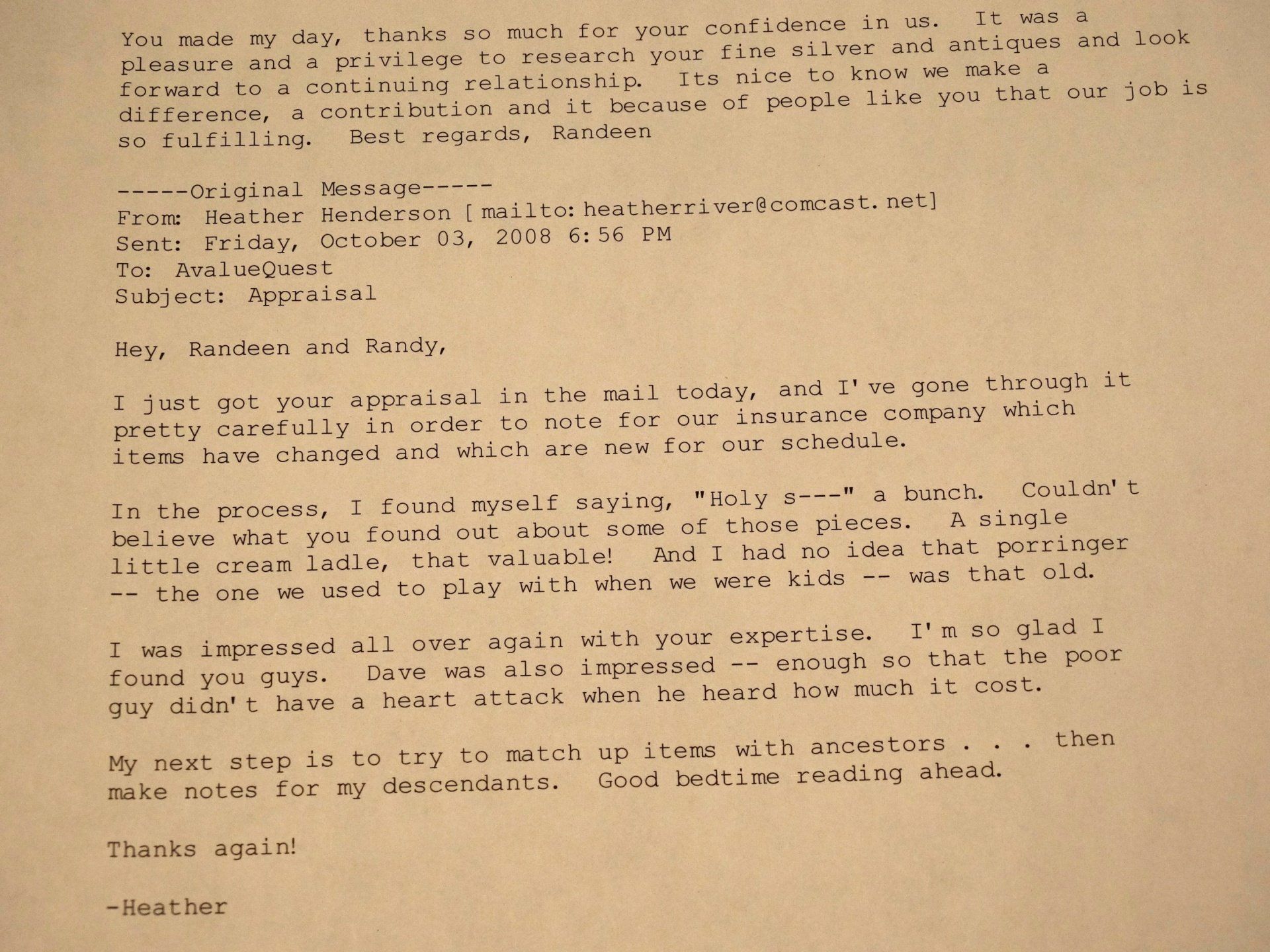 A letter is written in black and white on a piece of paper