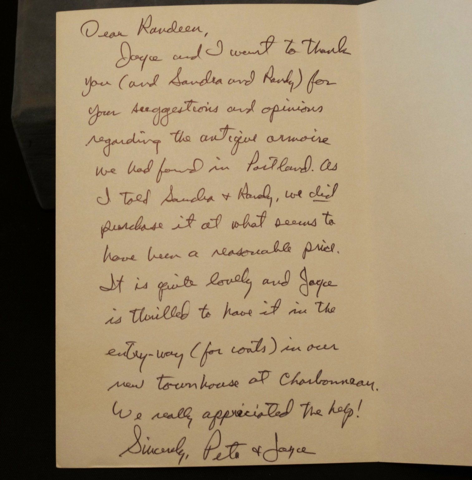 A handwritten letter is addressed to someone named pete