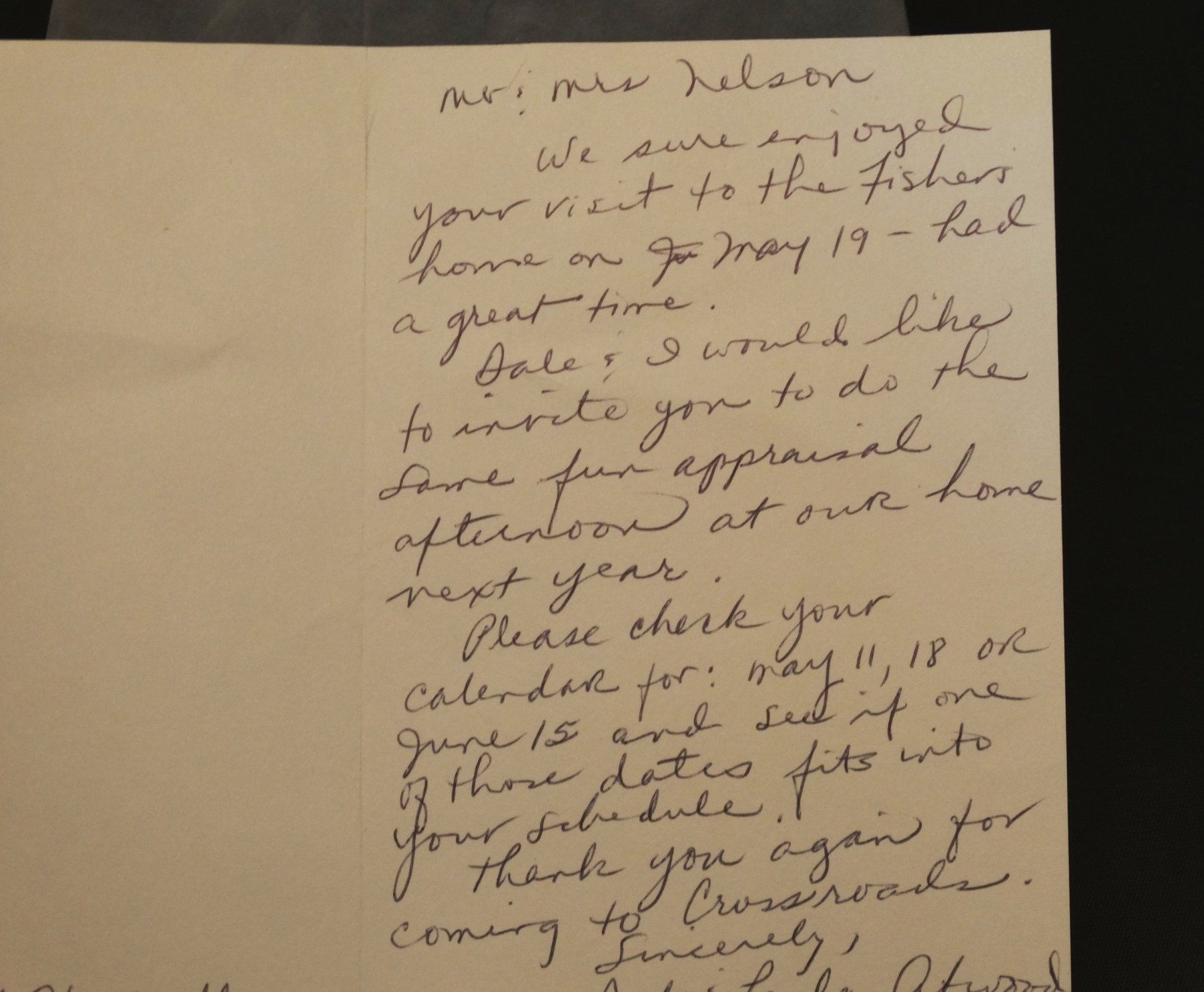 A handwritten letter is addressed to mr. nelson
