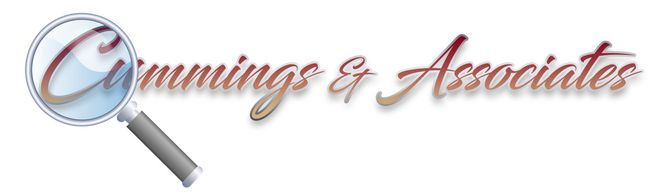 Cummings & Associates A logo for cummings & associates with a magnifying glass