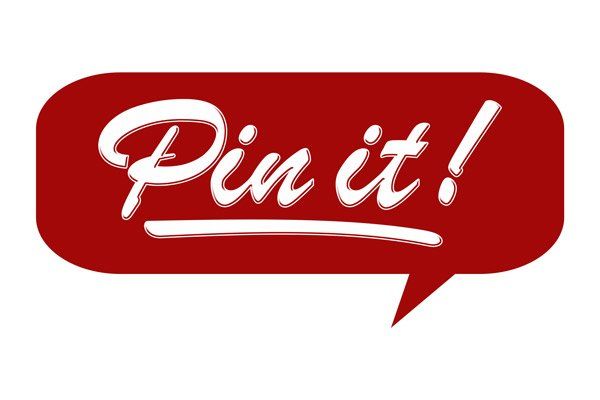 Rubylane Pinterest A red speech bubble with the words pin it written on it