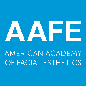 AAFE logo with white text on a blue background: 