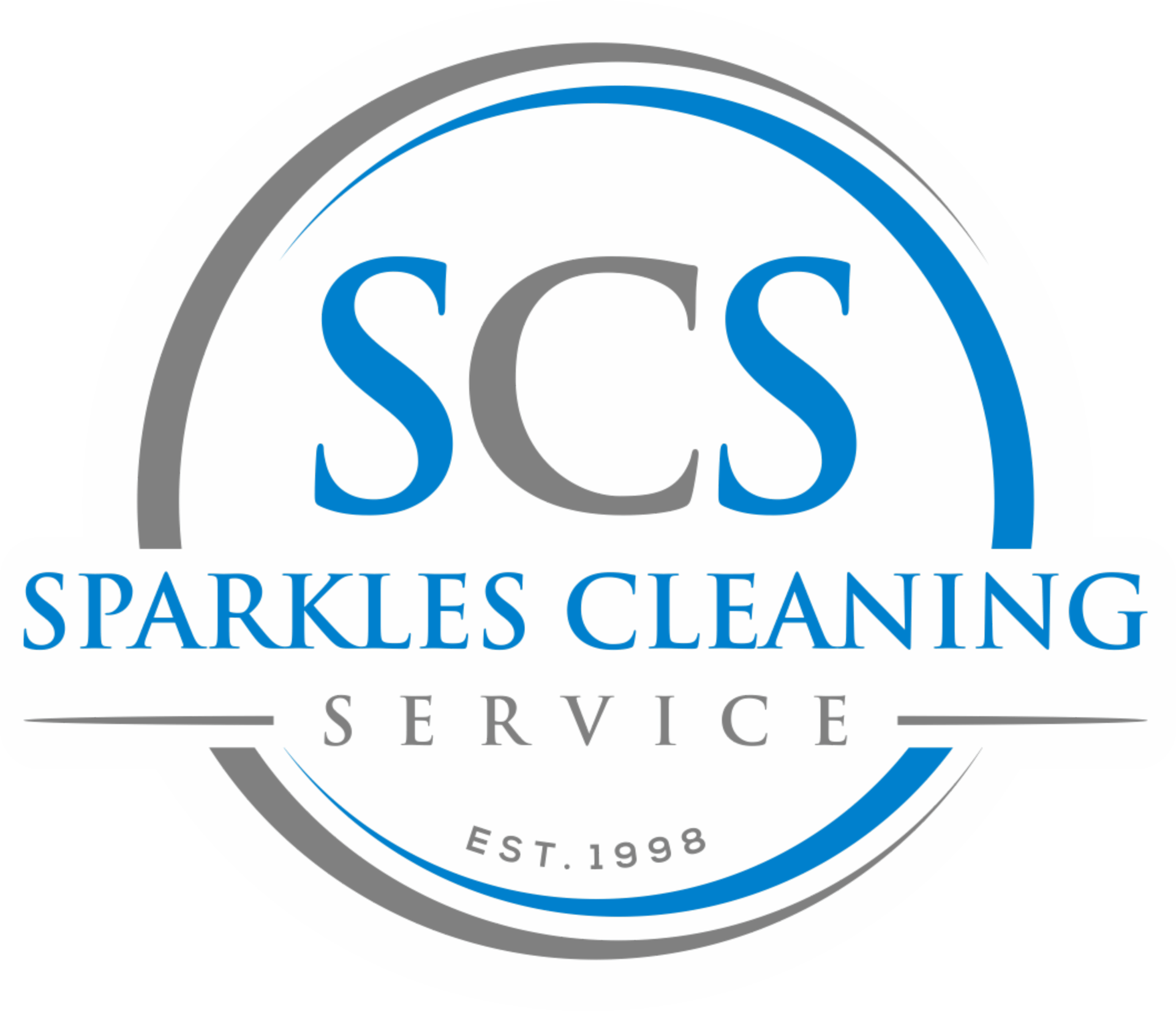 The logo for sparkles cleaning service is blue and gray.