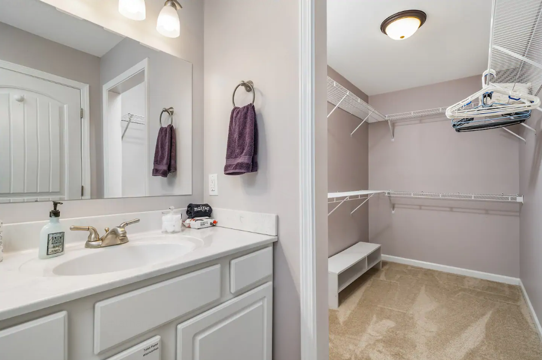 Nathan Mitchell - Bristol, TN Airbnb Rental Listing near Bristol Motor Speedway - Bathroom Closet in MAster Bathroom