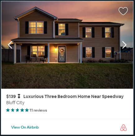 Nathan Mitchell - Bristol, TN Airbnb Listing - Street view image of the Luxurious 3-bedroom Home near Bristol Motor Speedway