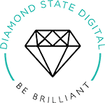 The logo for diamond state digital is a diamond in a circle.