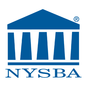 NYSBA logo with blue courthouse icon and text on white background