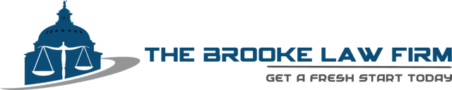 The Brooke Law Firm logo with blue scales icon and gray swoosh, plus “GET IN TOUCH TODAY” text.
