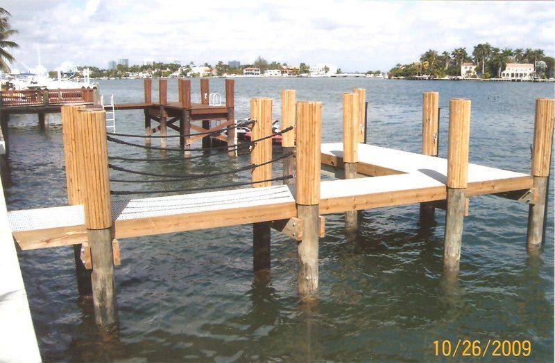 Boat Docks — White Custom Dock in Side View in Miami, FL
