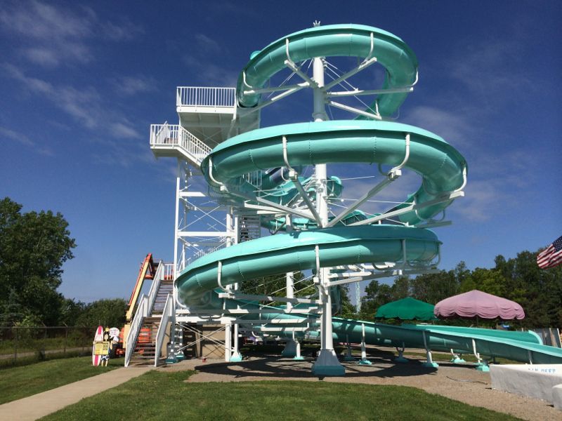 Water Park Slide with Fresh Teal & White Paint
