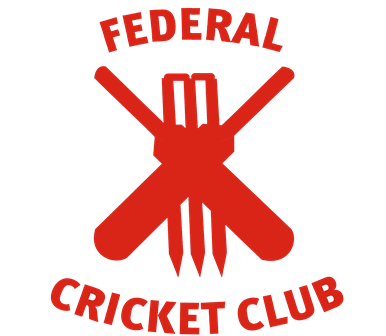 A red logo for the federal cricket club
