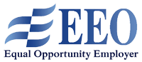The logo for the equal opportunity employer is blue and white.