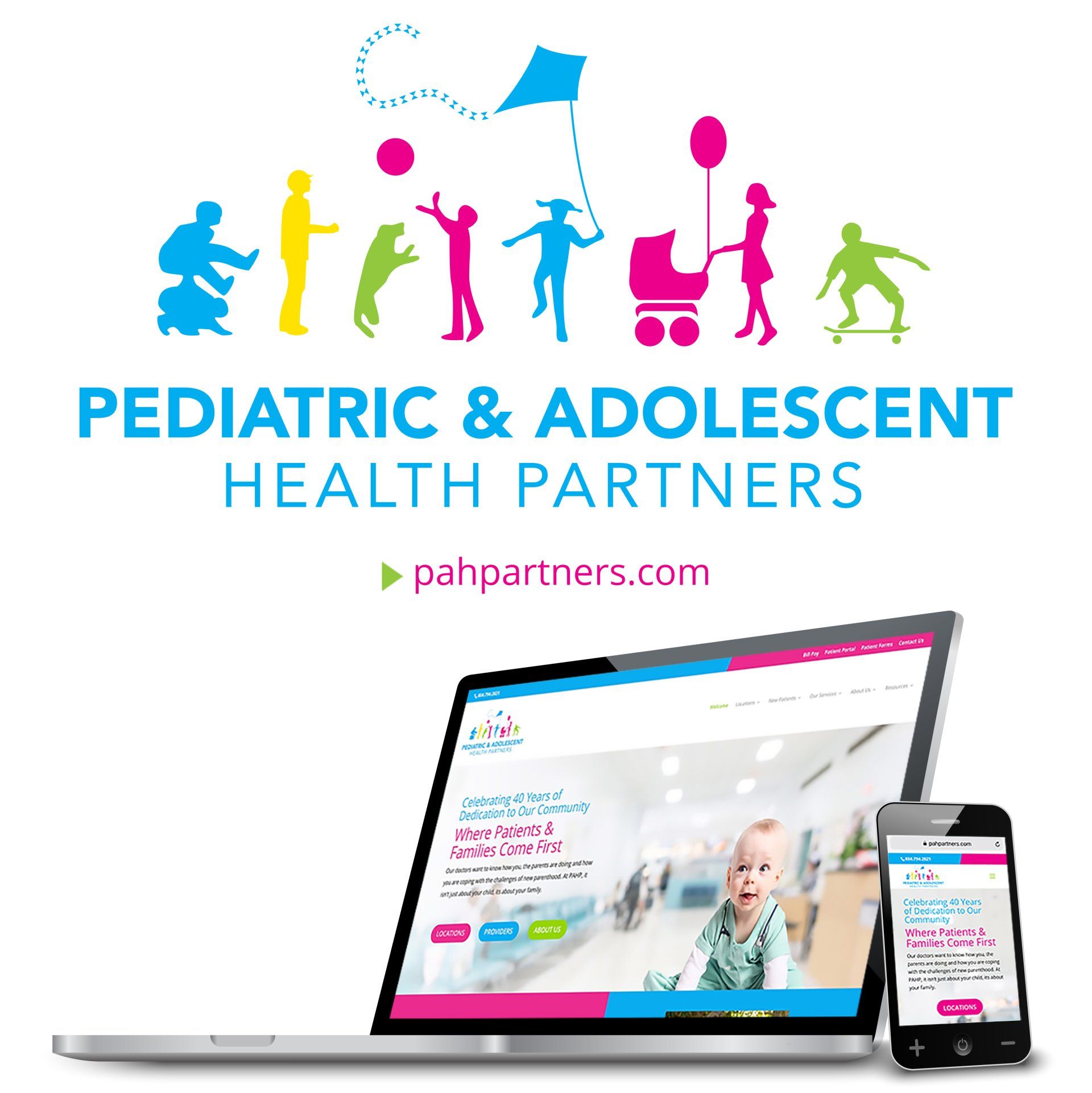 Pediatric and Adolescent Health Partners PAHP logo design website design