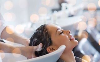 Happy young woman at hair salon — Hair salon at Altoona, PA