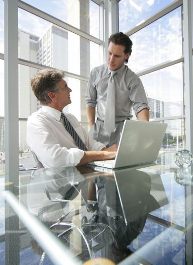 Commercial cleaners discussing a job on the Gold Coast