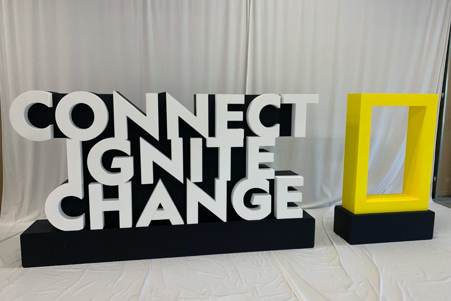 National Geographic foam logo and letters