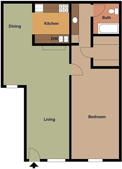 1 Bed | 1 Bath Floorplan