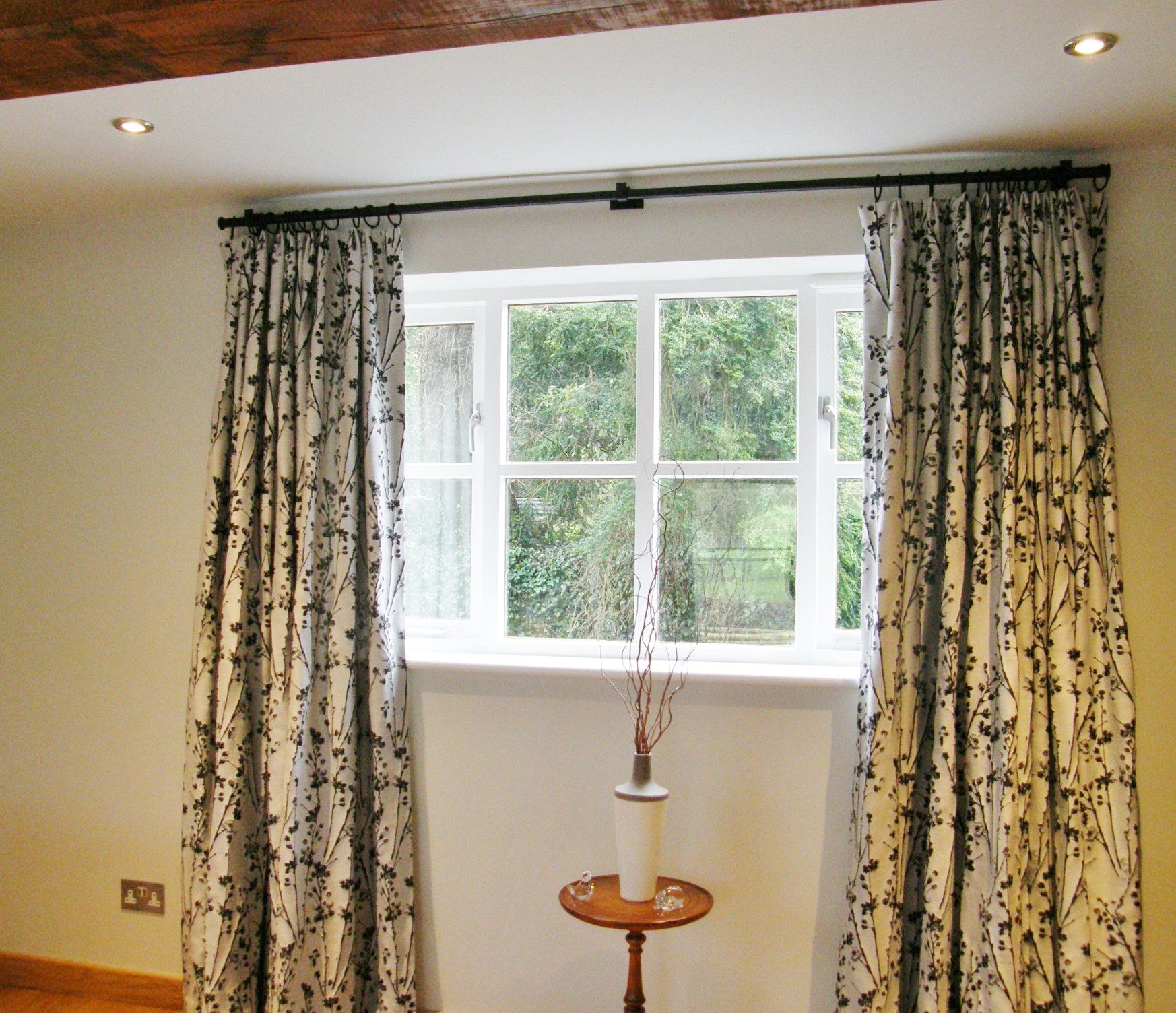 Wrought Iron Pole and interlined curtains