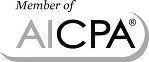 Member of AICPA logo with gray text and a small registered trademark symbol