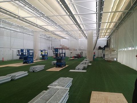 Installation of electrical fittings at the venue by Datatech Electrical Limited in progress