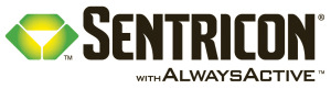 Sentricon logo with green-yellow icon and tagline “with Always Active”