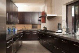 Dark wood galley kitchen countertops;Ambrose Randa Hardwoods;New Britain,PA Dark wood galley kitchen countertops;Ambrose Randa Hardwoods;New Britain,PA