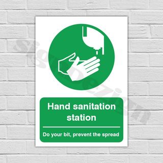 COVID-19 coronavirus signage protection ppe warnings sanitation station