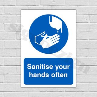COVID-19 coronavirus signage protection ppe warnings sanitise hands