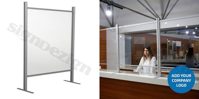 COVID-19 coronavirus signage protection sneeze guard screen desk counter