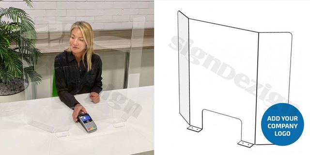 COVID-19 coronavirus signage protection sneeze guard screen desk counter