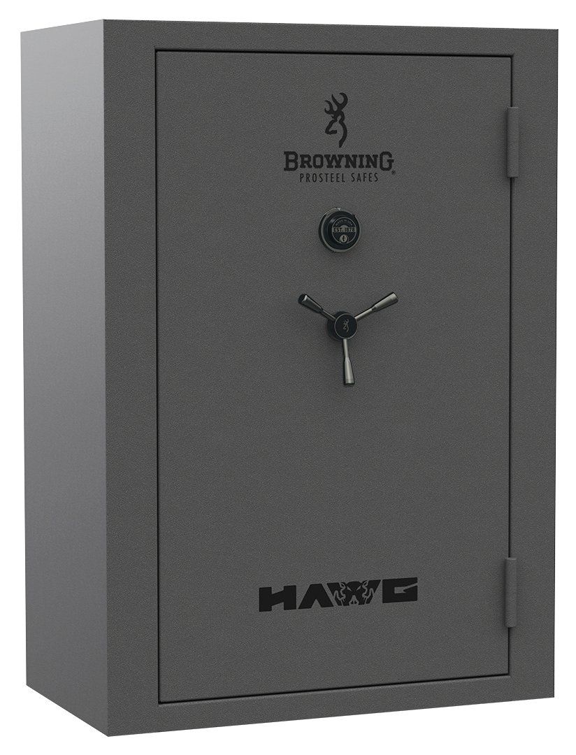 Gray Browning Maxx safe with a combination lock and handle. The Browning logo is visible at the top.
