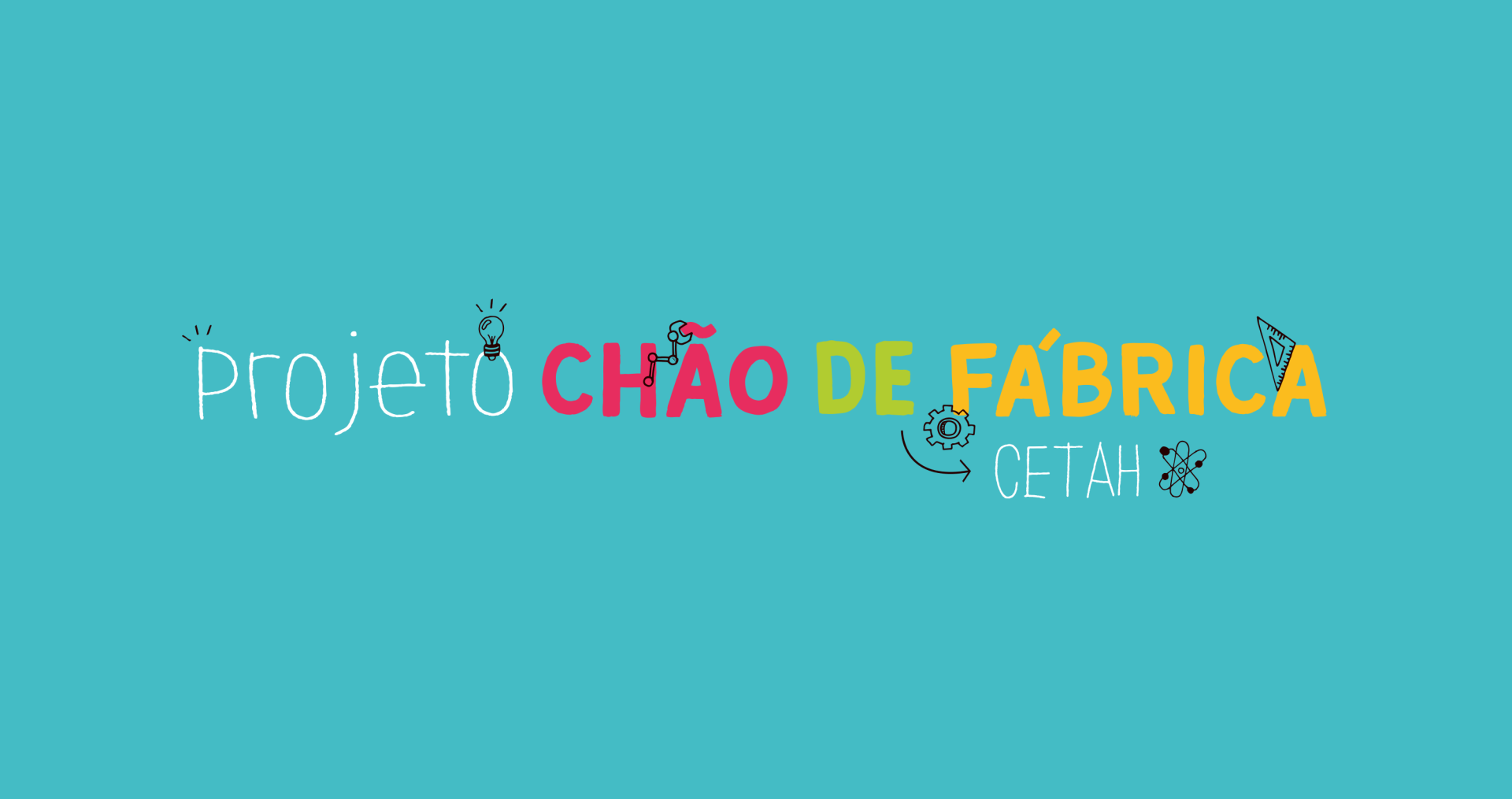A blue background with the words projeto chao de fabrica on it