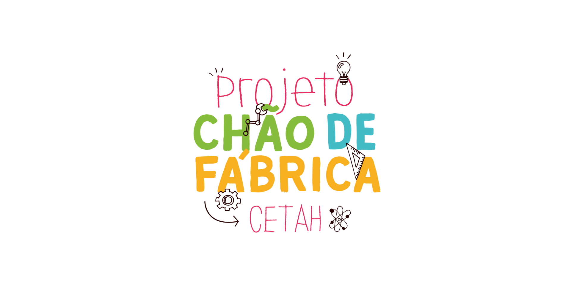 A colorful logo for projeto chao de fabrica cetah