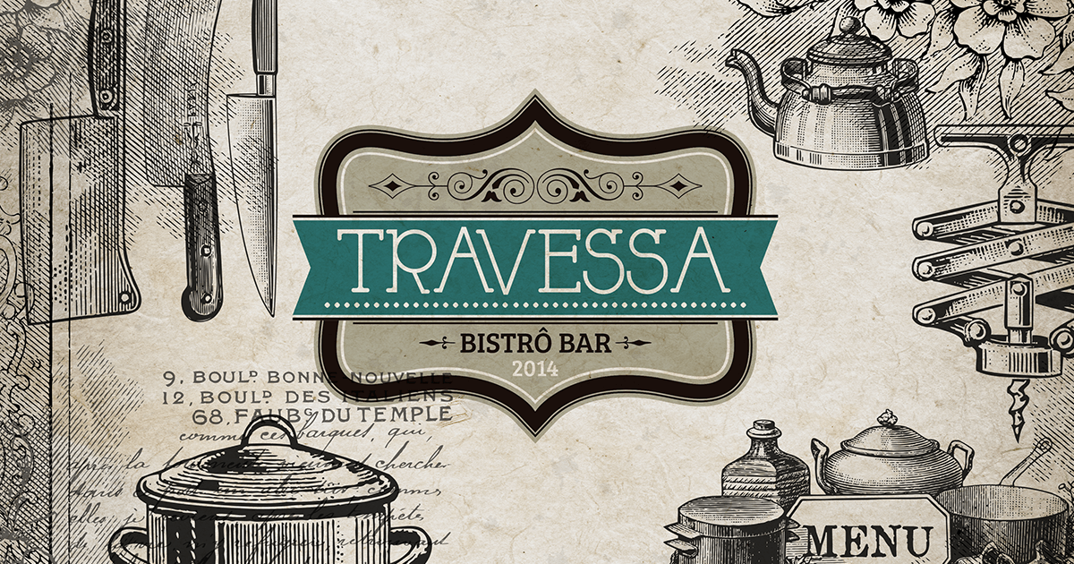 A poster for travessa bistro bar with a menu