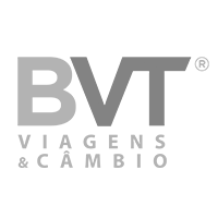 Um logotipo preto e branco para bvt viagens & cambio