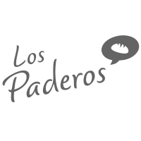 O logotipo dos paderos é um balão de fala com um pão dentro.