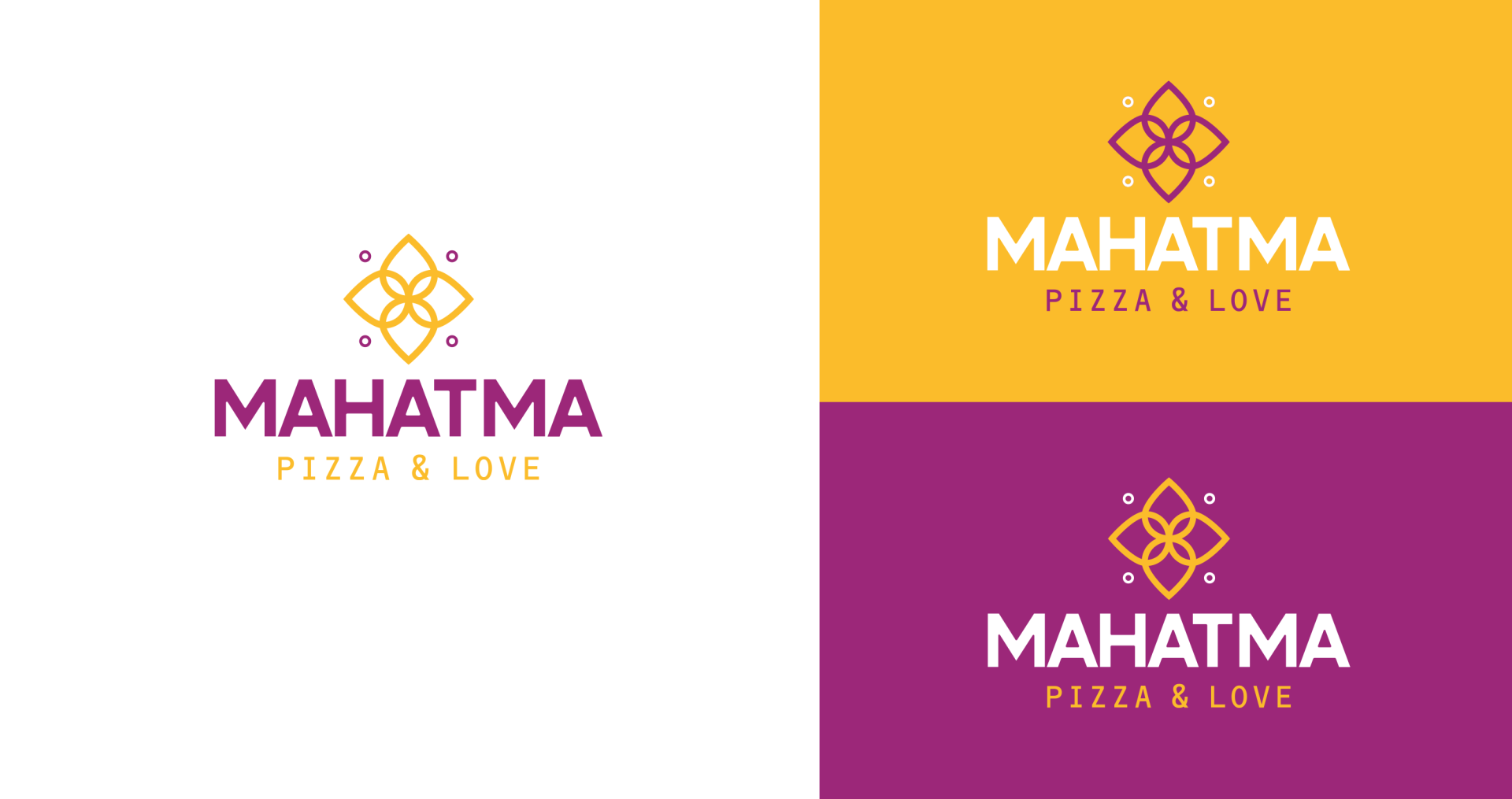 Mahatma Pizzas Um logotipo para uma pizzaria chamada mahatma pizza & love.
