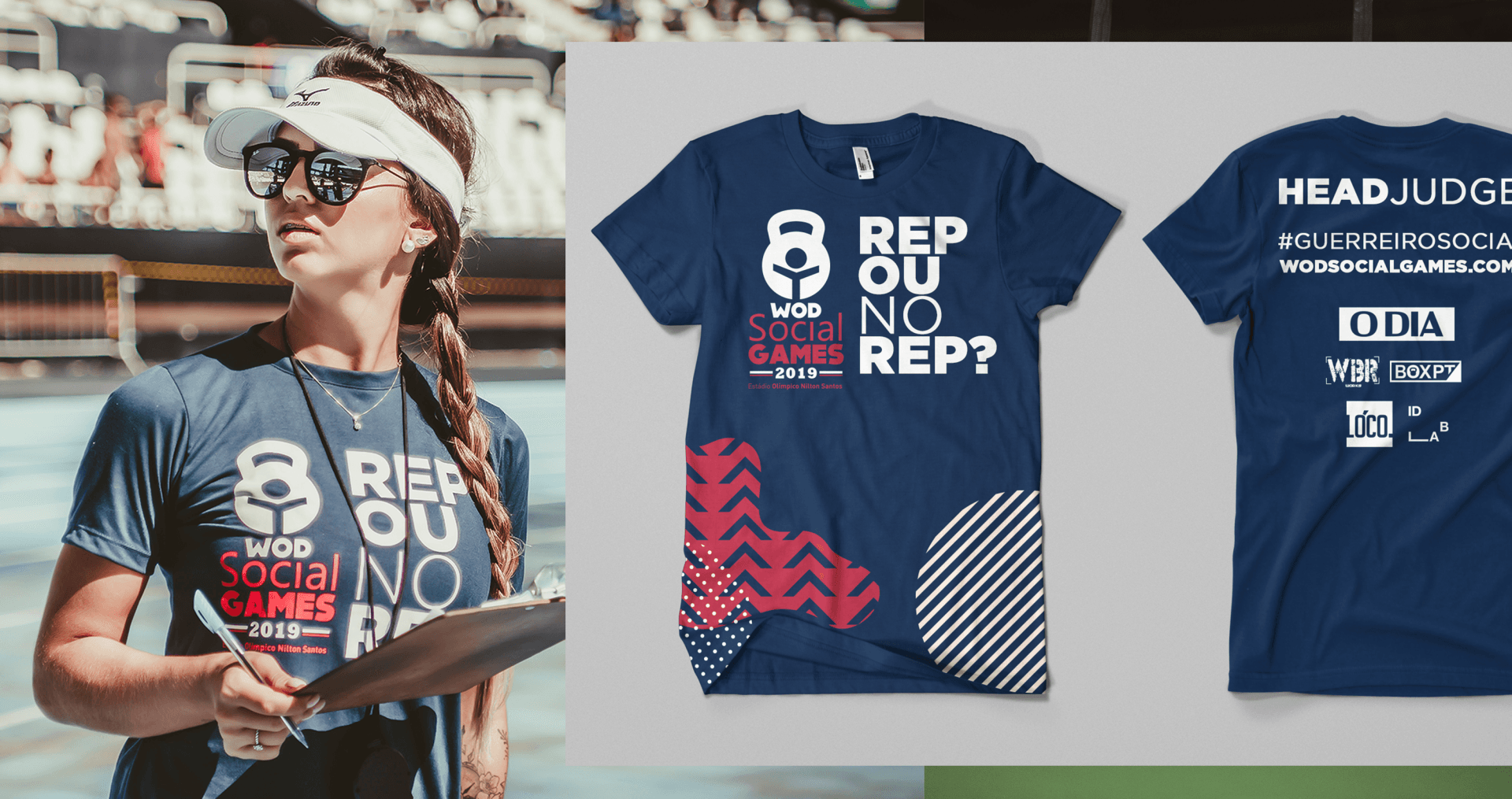 Uma mulher está ao lado de uma camiseta que diz rep ou no rep ?