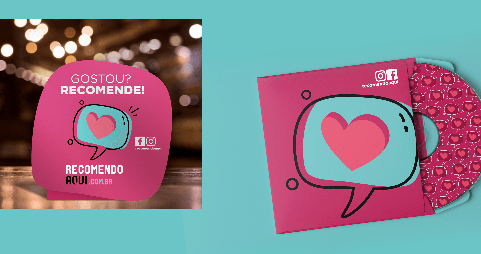 Um CD rosa com um coração em um balão de fala