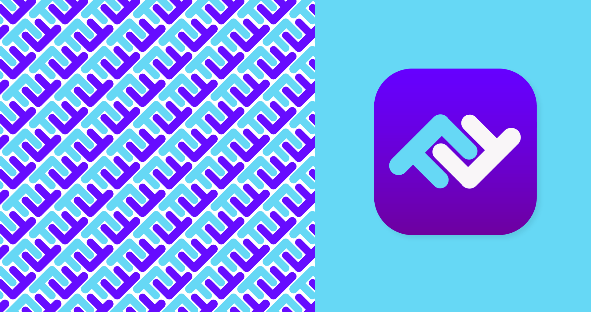 Fidellos Um ícone de aplicativo roxo está sobre um fundo azul.