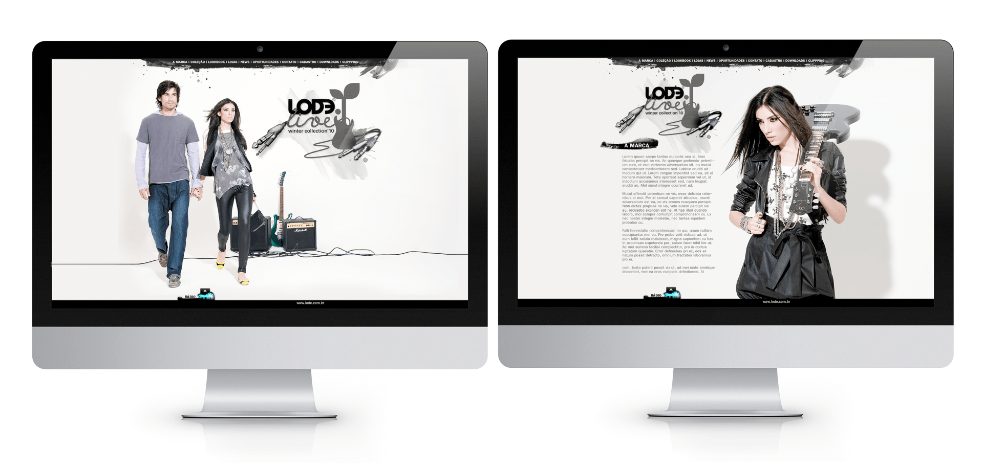 Two computer monitors with a man and a woman on them