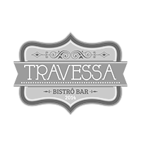 Um logotipo em preto e branco para o bar bistrô travessa.