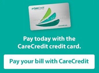 CareCredit credit card promotion: Card on teal background with