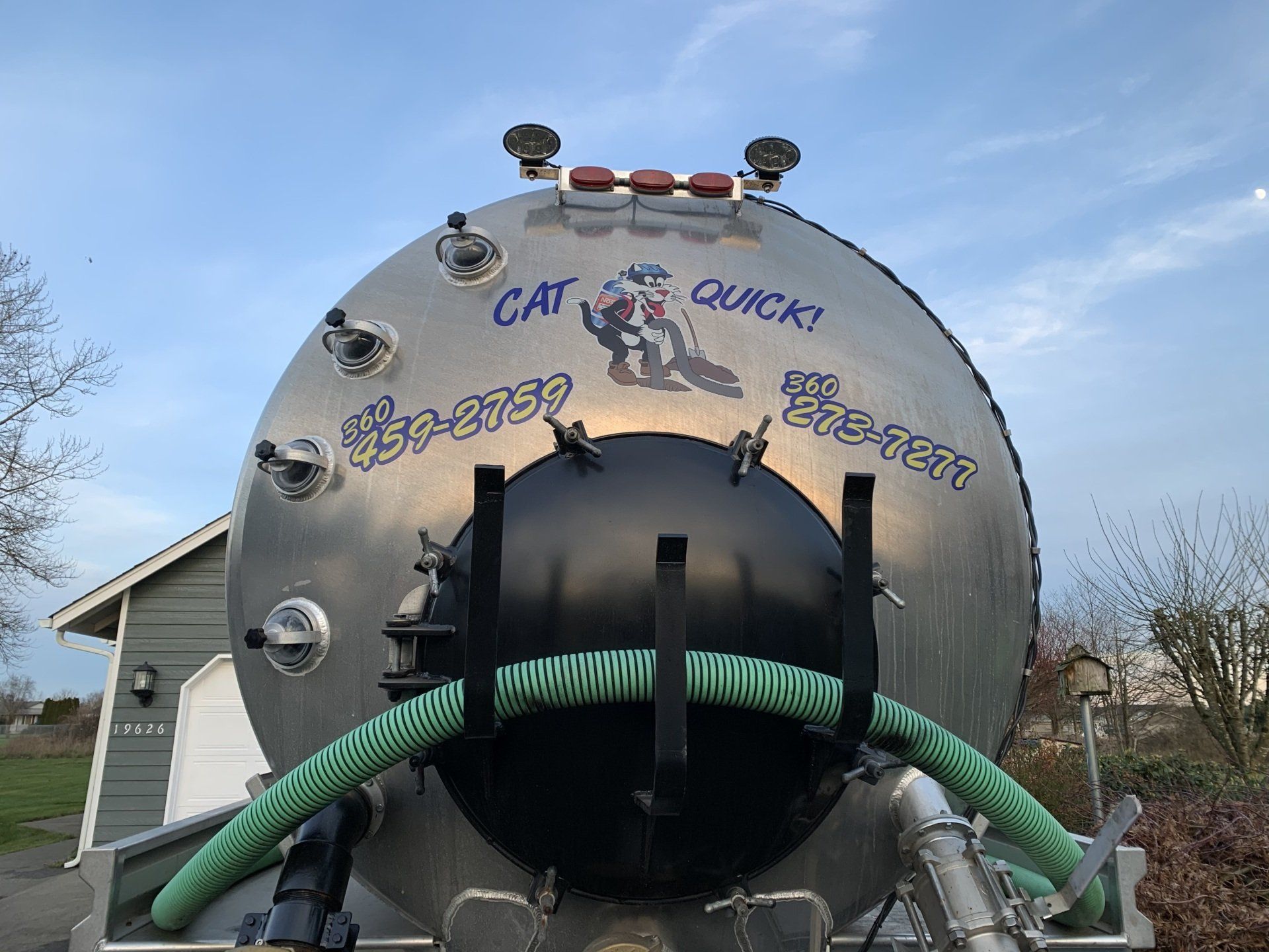 Silver tank truck with