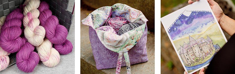yarn bag art print from Blue Skin Yarns story of lilla yarn club chapter 1