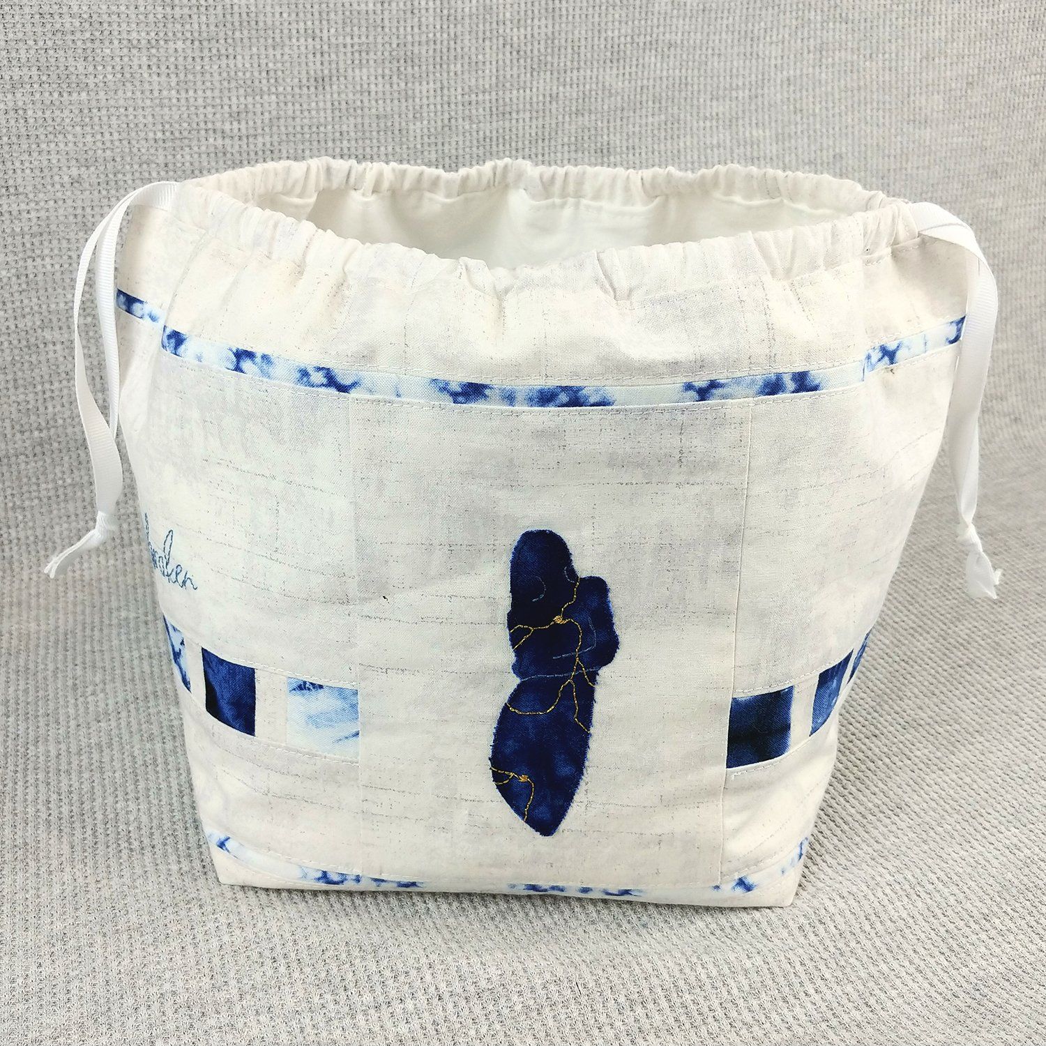 handmade bag from blue skin yarns story bag kintsugi