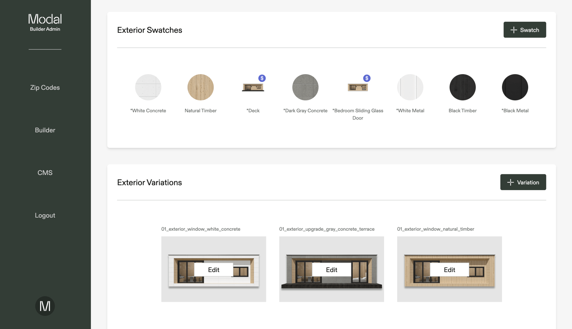 Modal Living - Prefab Configurator Admin DAshboard